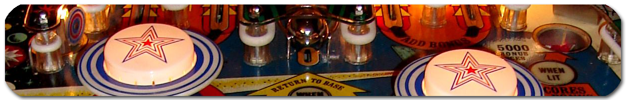 Detail of Buck Rogers pinball machine playfield.